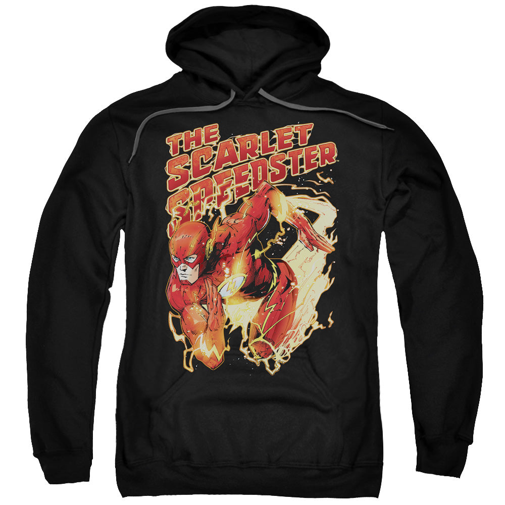 Justice League Scarlet Speedster Mens Hoodie Black Officially Licensed