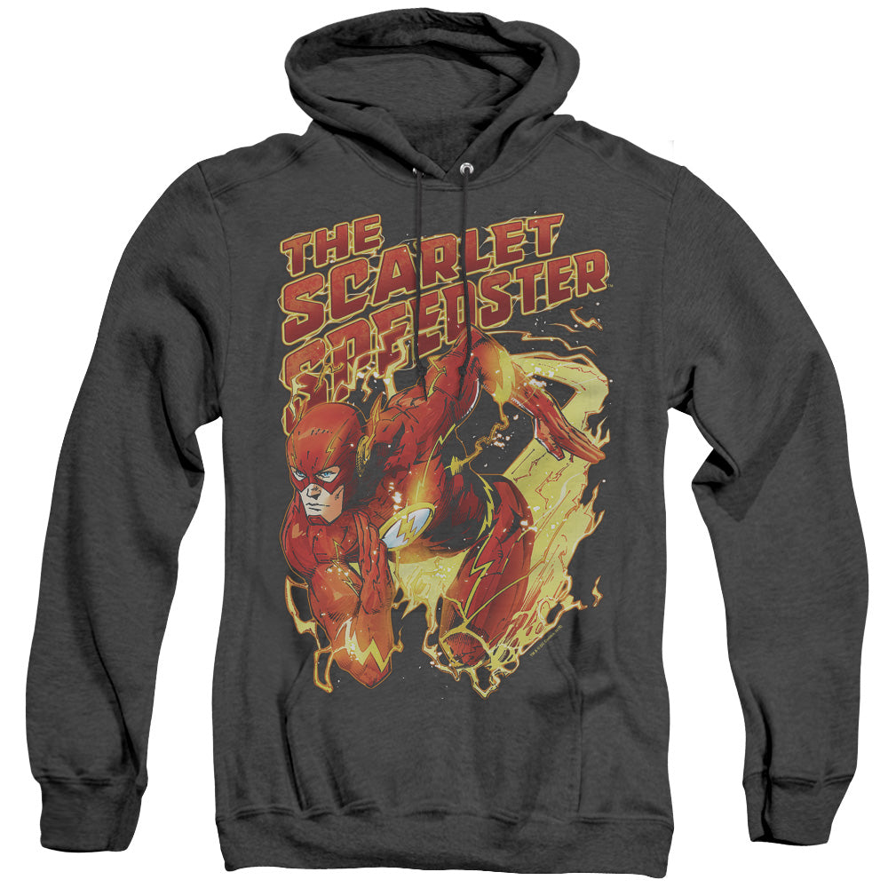 Justice League Of America Scarlet Speedster Mens Heather Hoodie Black Officially Licensed