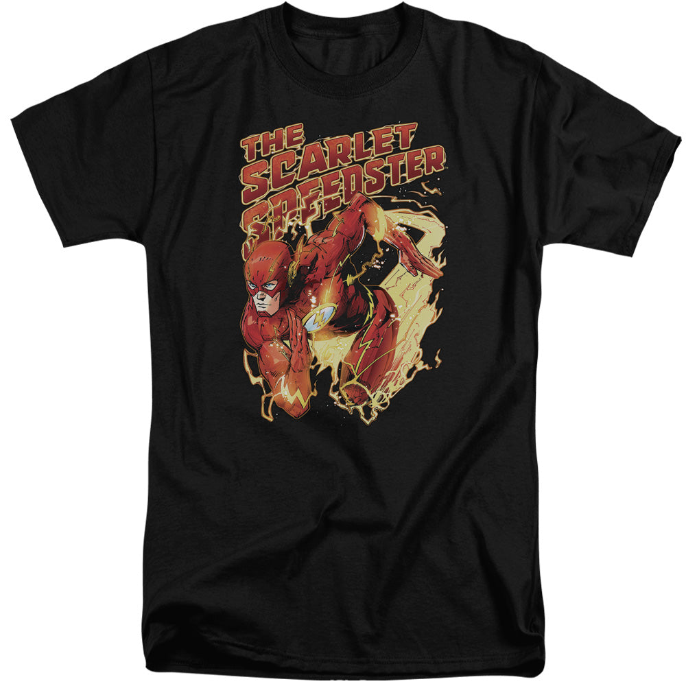 Justice League Scarlet Speedster Mens Tall T Shirt Black Officially Licensed
