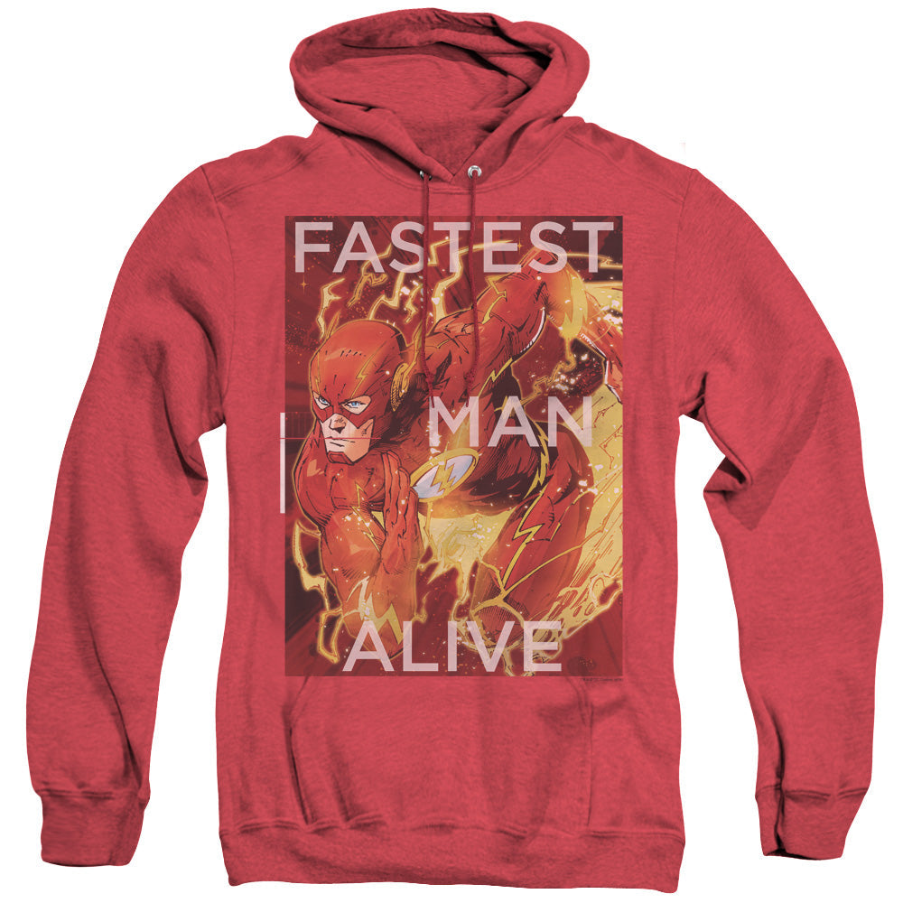 Justice League Of America Fastest Man Alive Mens Heather Hoodie Red Officially Licensed