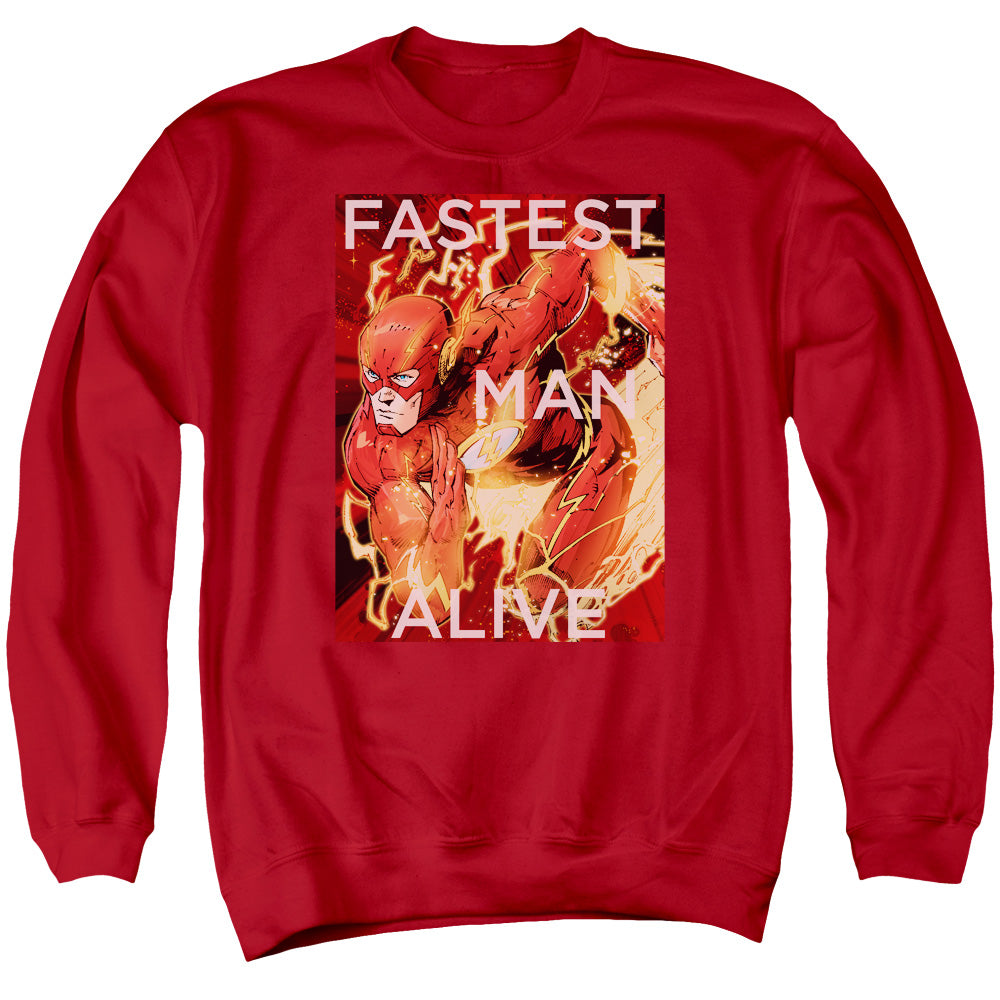 Justice League Of America Fastest Man Alive Mens Crewneck Sweatshirt Red Officially Licensed
