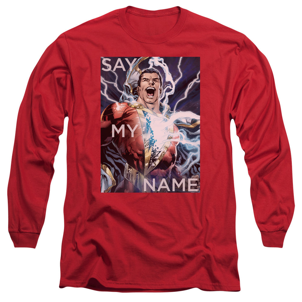 Jla Say My Name Mens Long Sleeve Shirt Red Officially Licensed