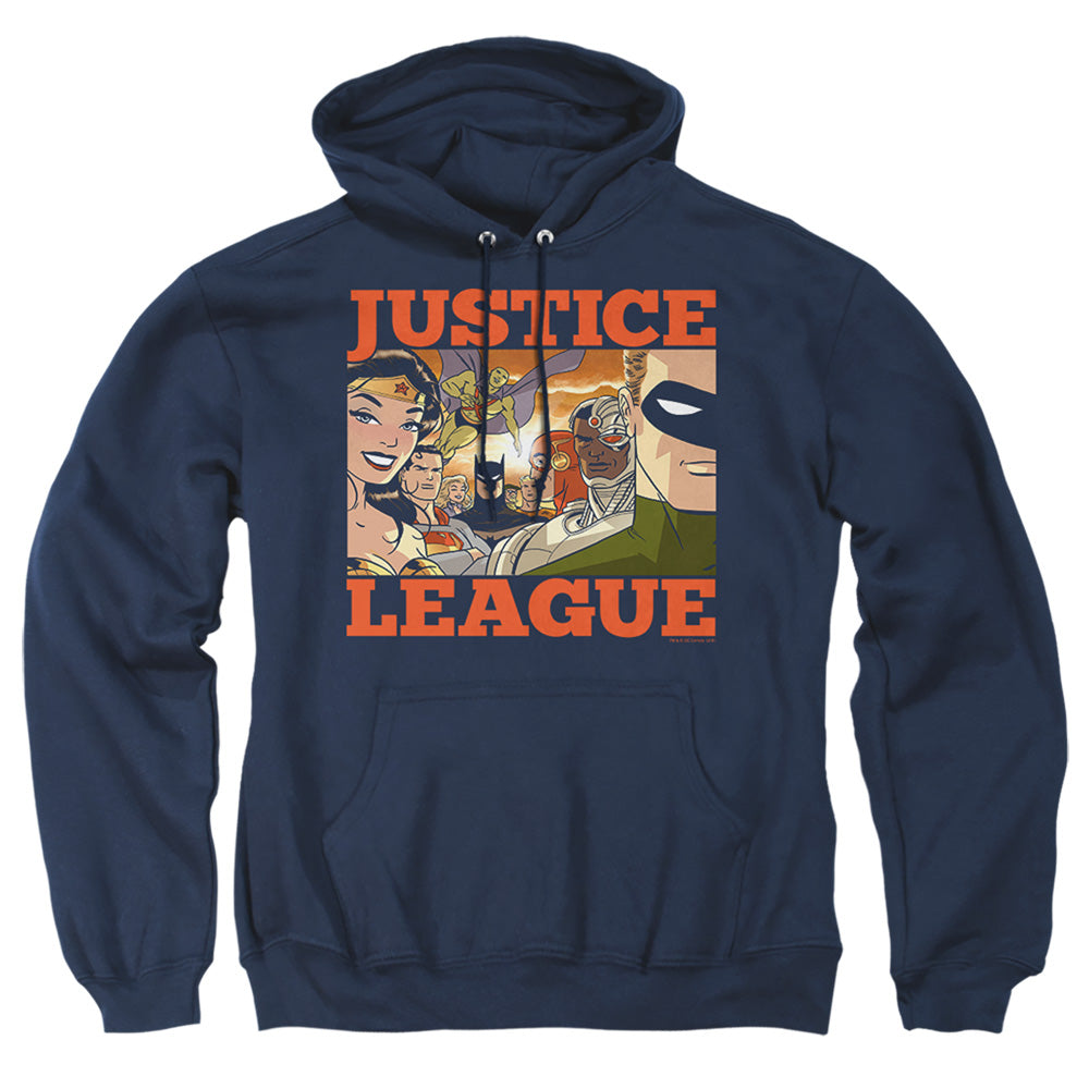 Justice League Of America New Dawn Group Mens Hoodie Navy Officially Licensed