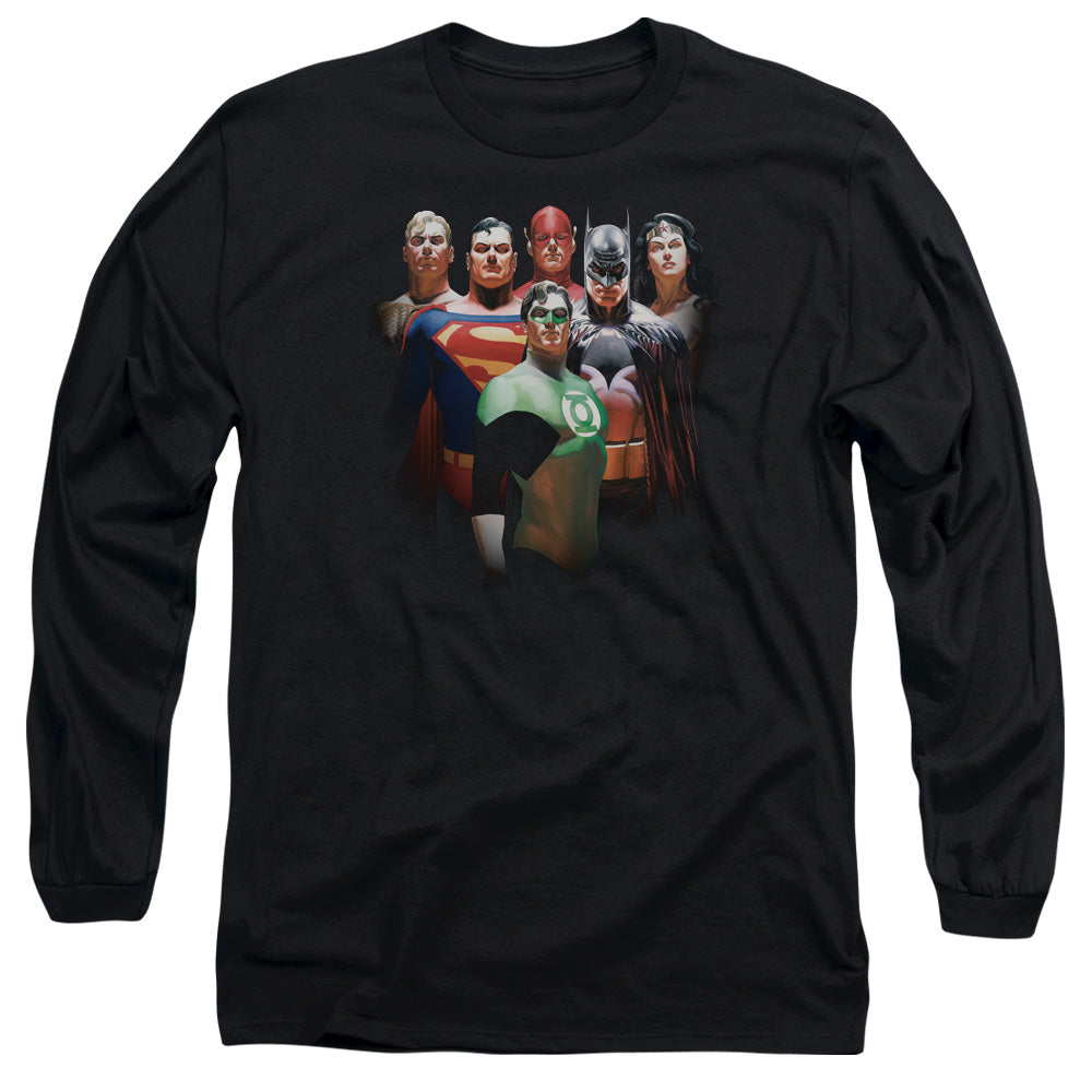 Justice League Roll Call Mens Long Sleeve Shirt Black Officially Licensed