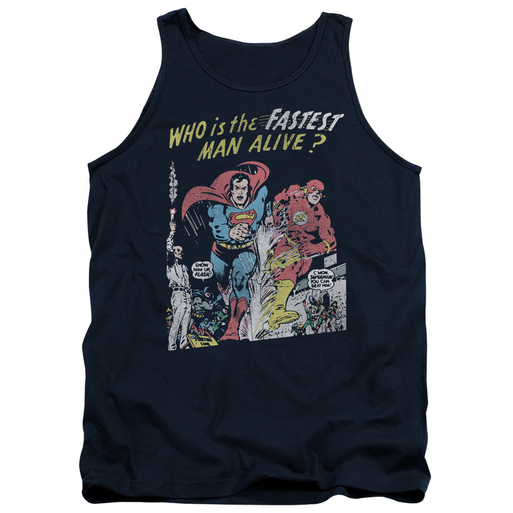 Justice League Fastest Man Mens Tank Top Shirt Navy Blue Blue Officially Licensed