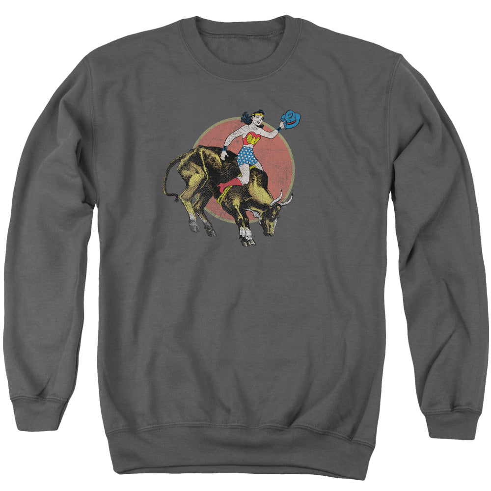 Justice League Of America Bull Rider Mens Crewneck Sweatshirt Charcoal Officially Licensed