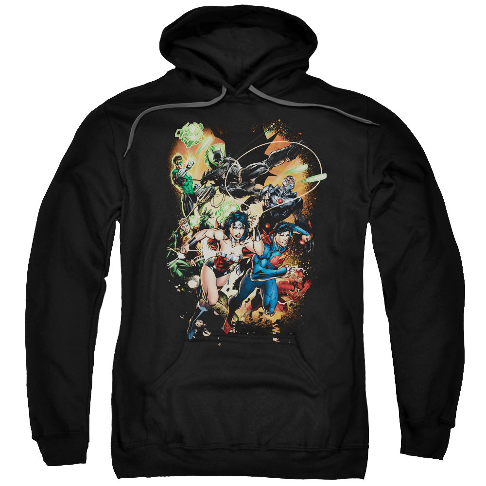 Justice League Battle Ready Mens Hoodie Black Officially Licensed