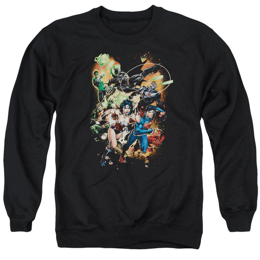 Justice League Of America Battle Ready Mens Crewneck Sweatshirt Black Officially Licensed