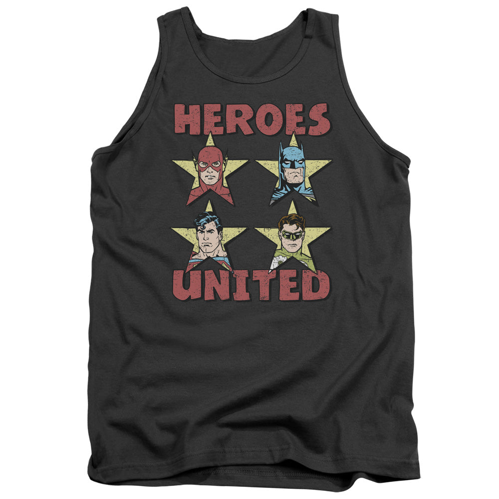Justice League United Stars Mens Tank Top Shirt Charcoal Officially Licensed