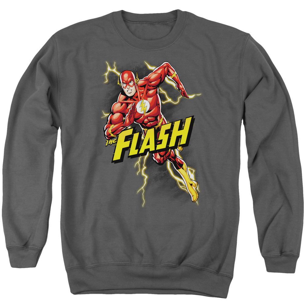 Justice League Of America Bolt Run Mens Crewneck Sweatshirt Charcoal Officially Licensed