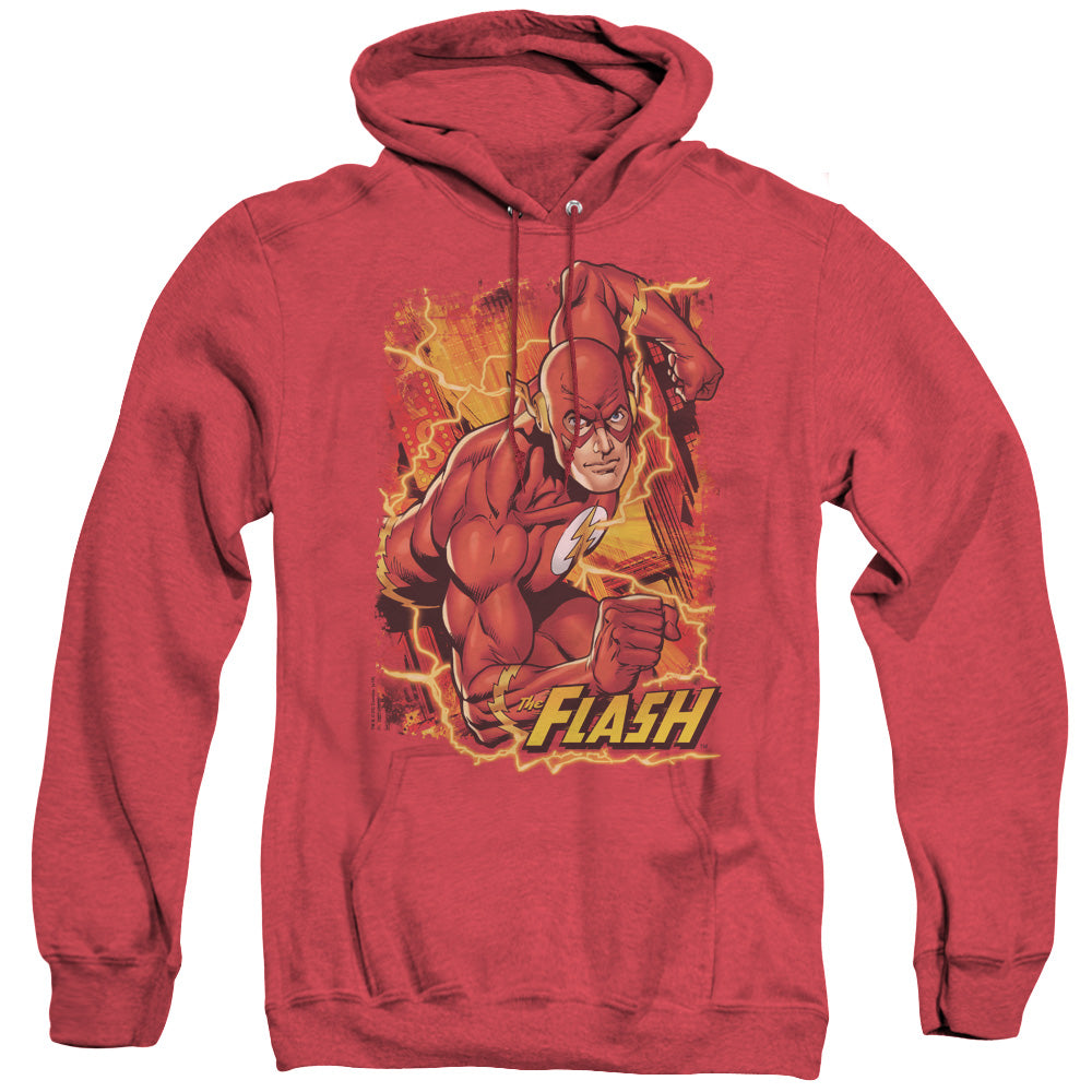 Justice League Flash Lightning Heather Mens Hoodie Red Officially Licensed