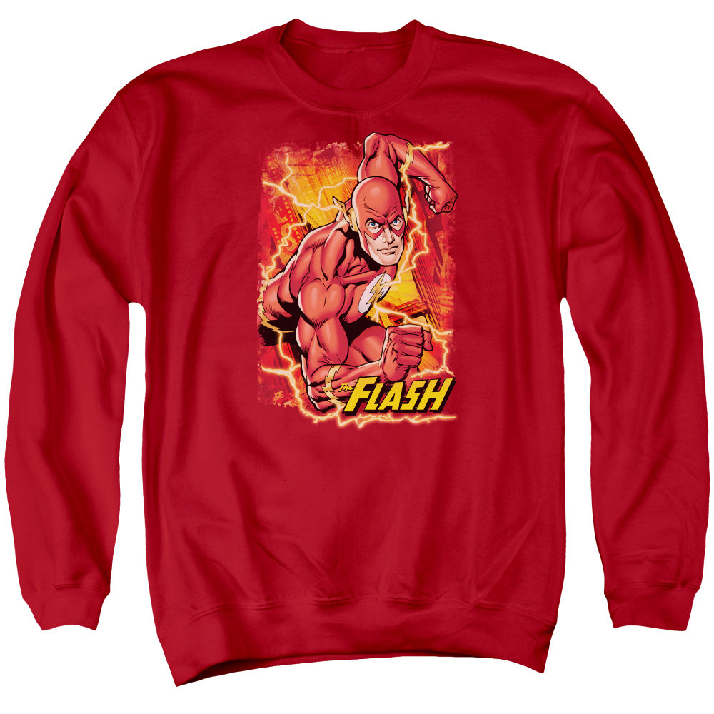 Justice League Of America Flash Lightning Mens Crewneck Sweatshirt Red Officially Licensed