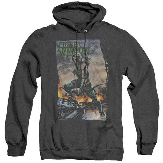 Justice League Of America Fire And Rain Heather Mens Hoodie Black Officially Licensed