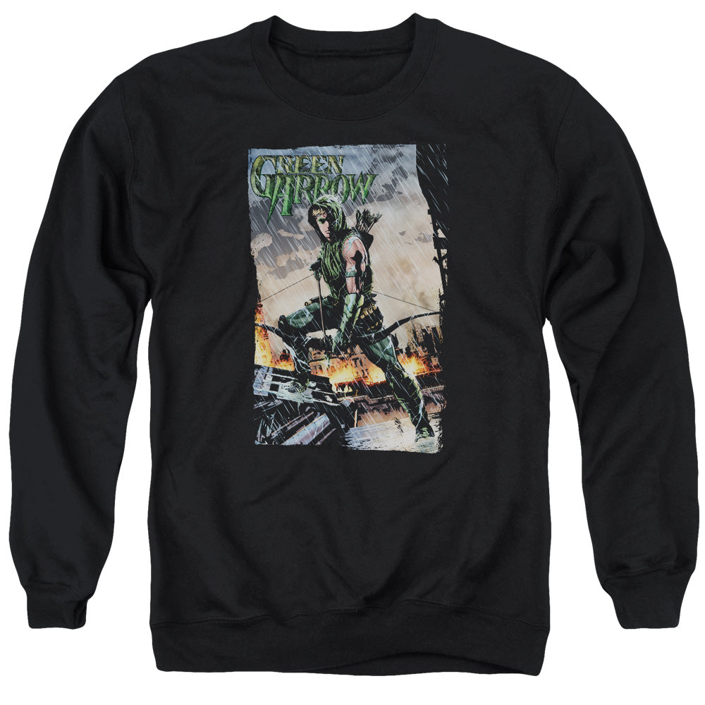 Justice League Fire and Rain Mens Crewneck Sweatshirt Black Officially Licensed