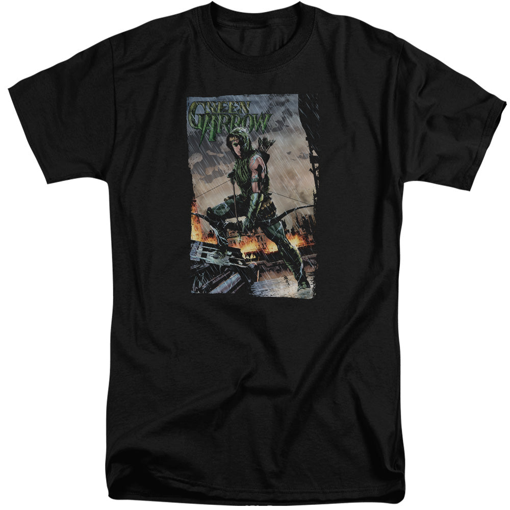Justice League Of America Fire And Rain Mens Tall T Shirt Black Officially Licensed