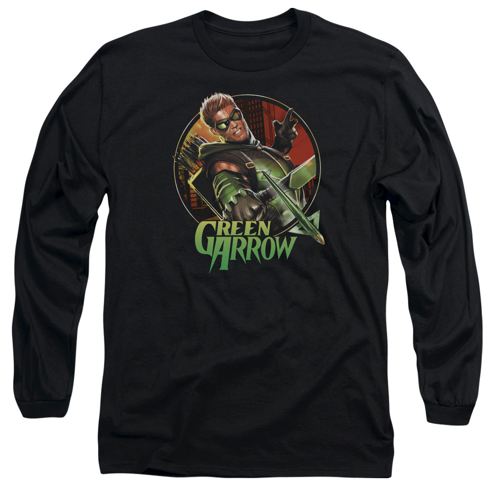 Justice League Sunset Archer Mens Long Sleeve Shirt Black Officially Licensed