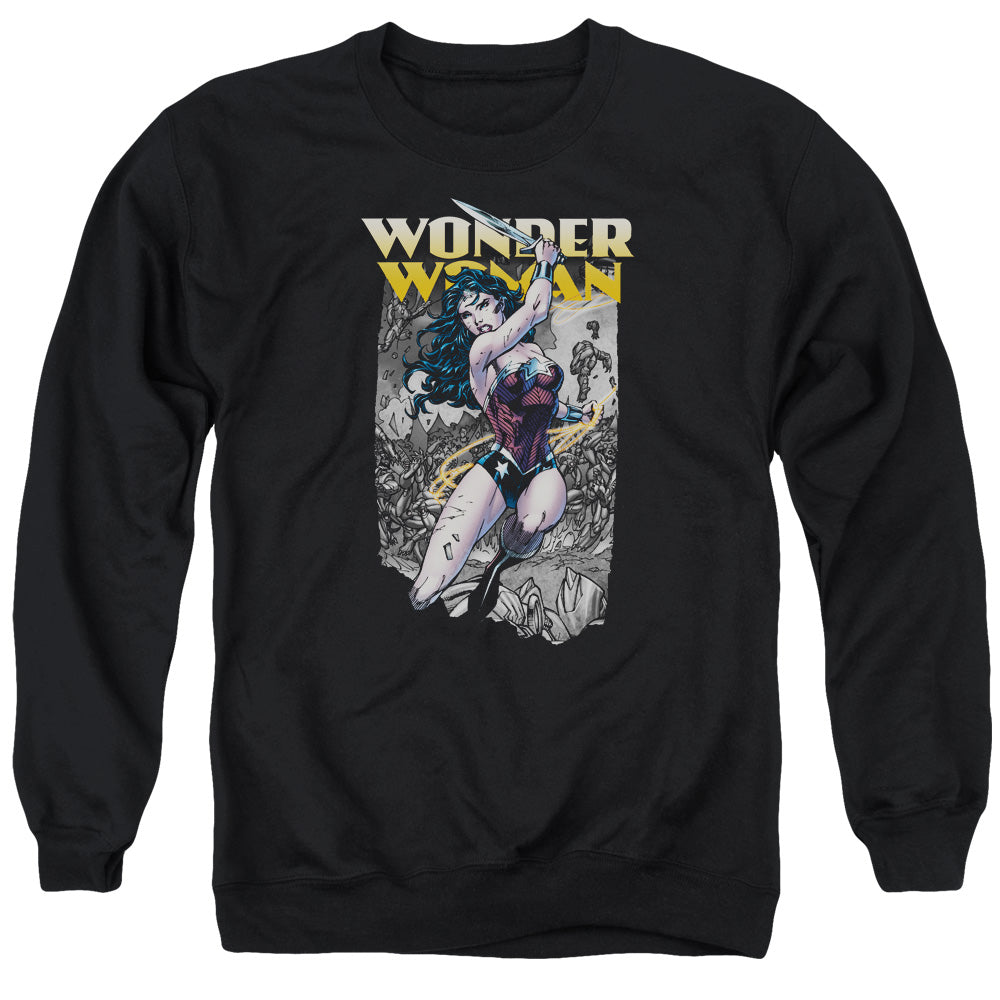 Justice League Of America Wonder Slice Mens Crewneck Sweatshirt Black Officially Licensed