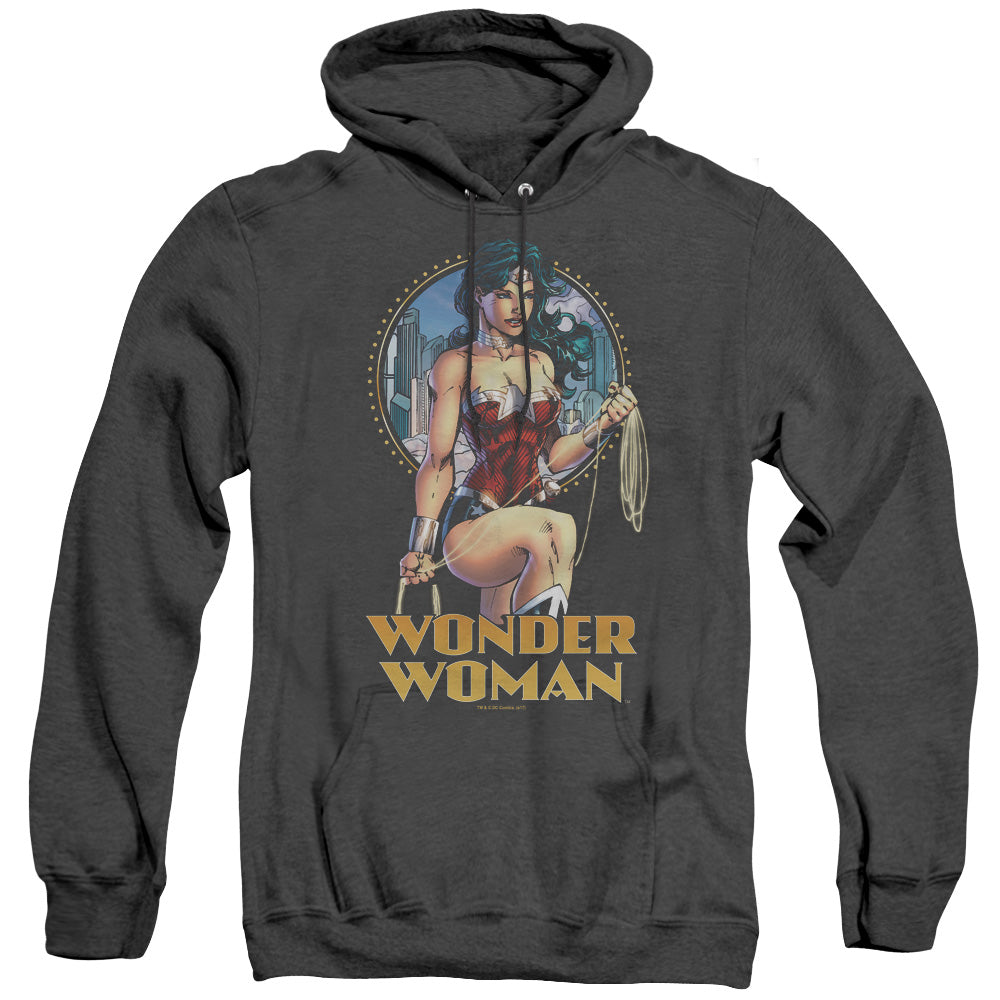 Justice League Of America City Warrior Mens Heather Hoodie Black Officially Licensed