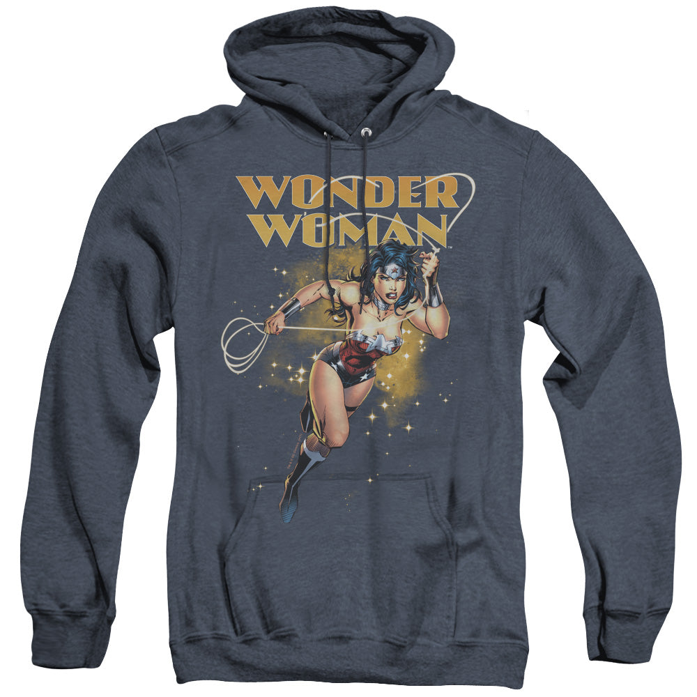 Justice League Of America Star Lasso Heather Mens Hoodie Navy Officially Licensed