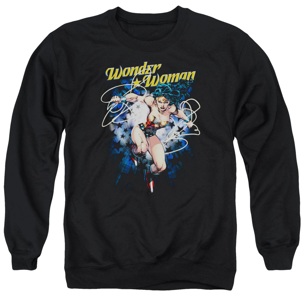 Justice League Of America Starburst Mens Crewneck Sweatshirt Black Officially Licensed