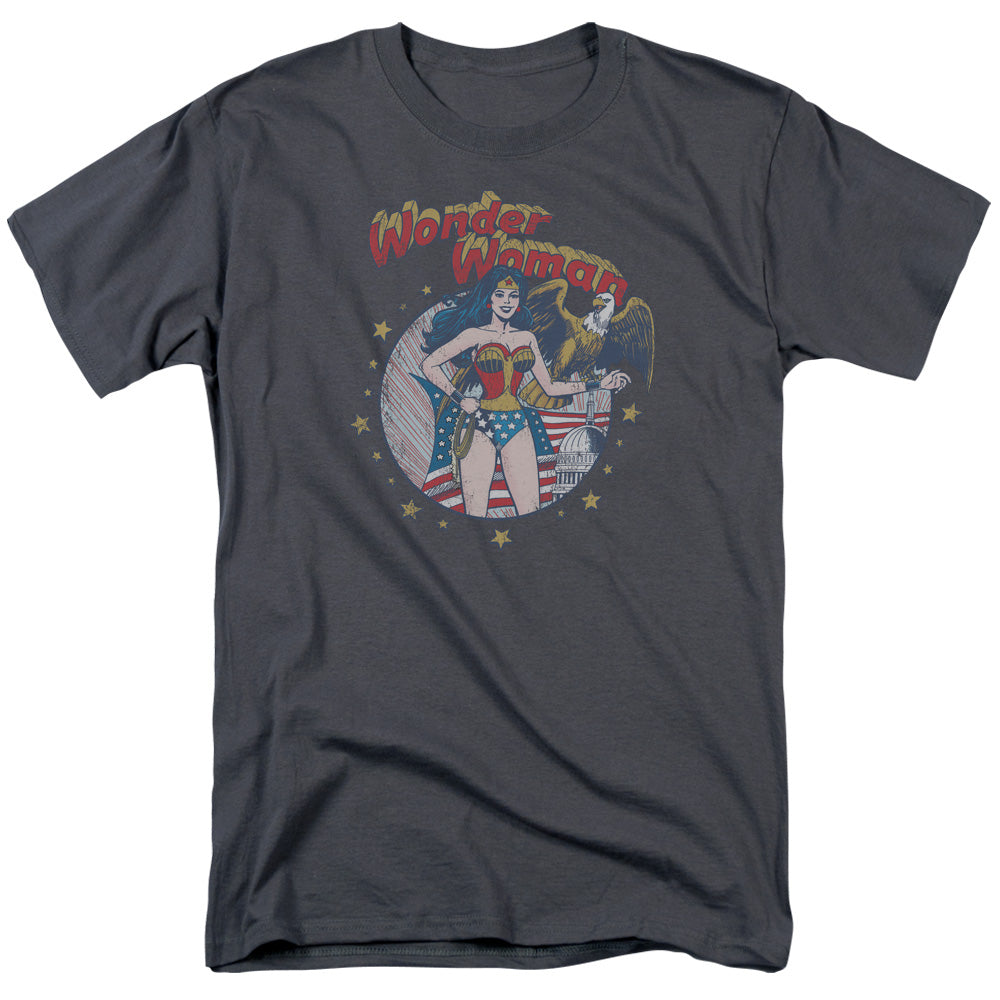 Justice League Of America At Your Service Mens T Shirt Charcoal Officially Licensed