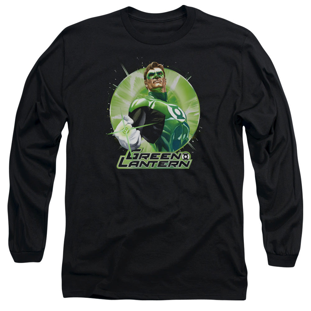 Justice League Green Static Mens Long Sleeve Shirt Black Officially Licensed