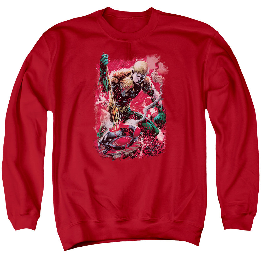 Justice League Of America Finished Mens Crewneck Sweatshirt Red Officially Licensed