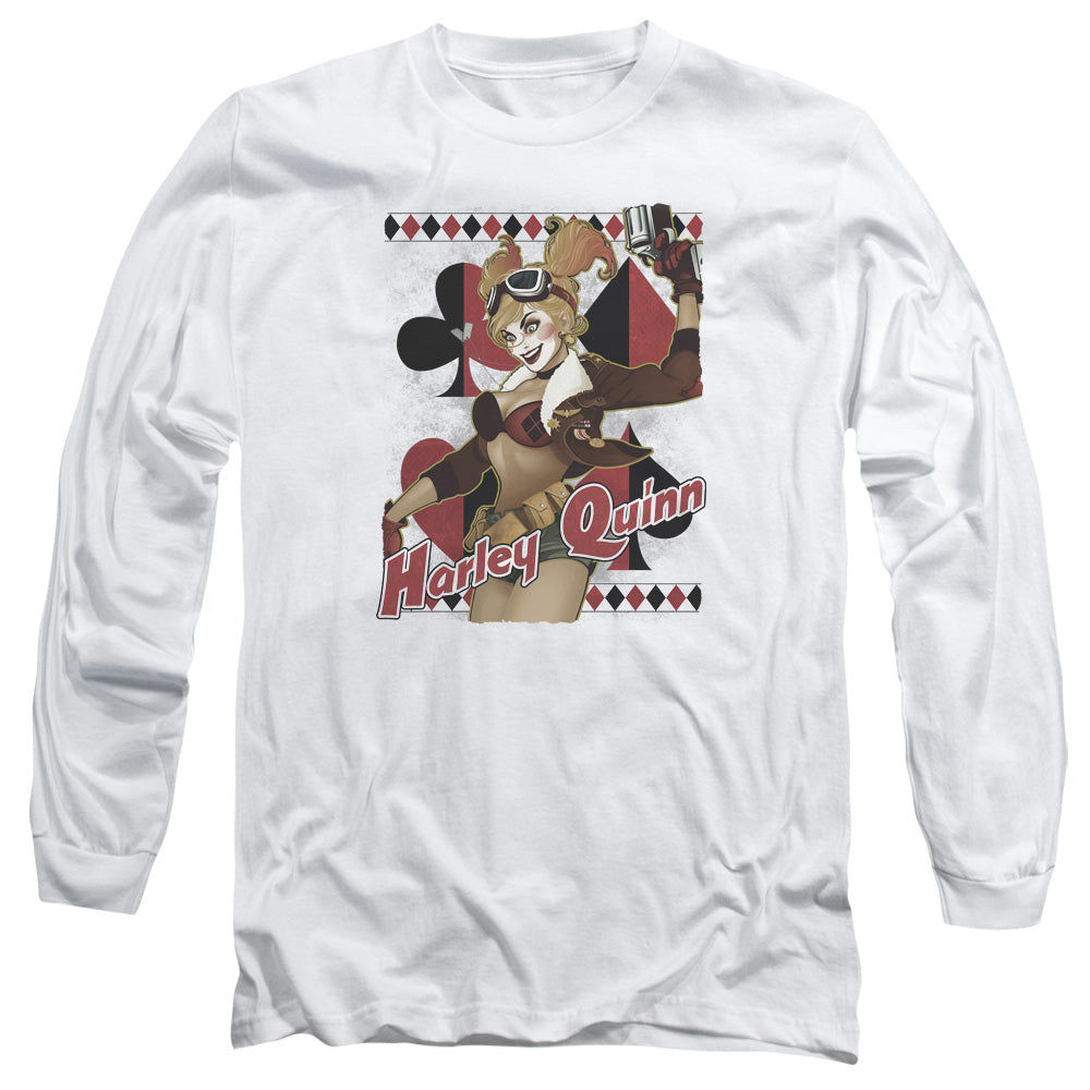 Justice League Harley Bombshetll Mens Long Sleeve Shirt White Officially Licensed