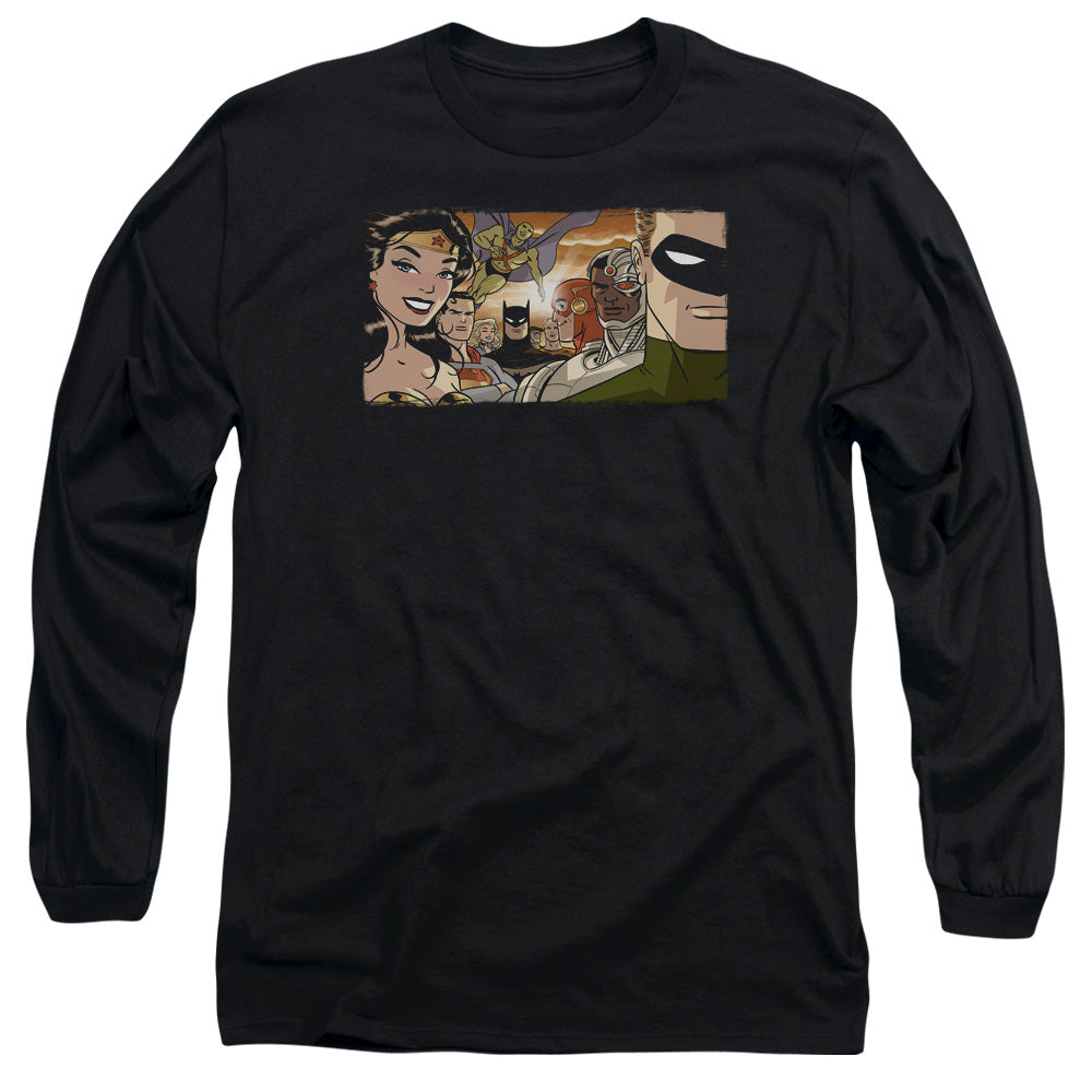 Justice League Cinematic League Mens Long Sleeve Shirt Black Officially Licensed