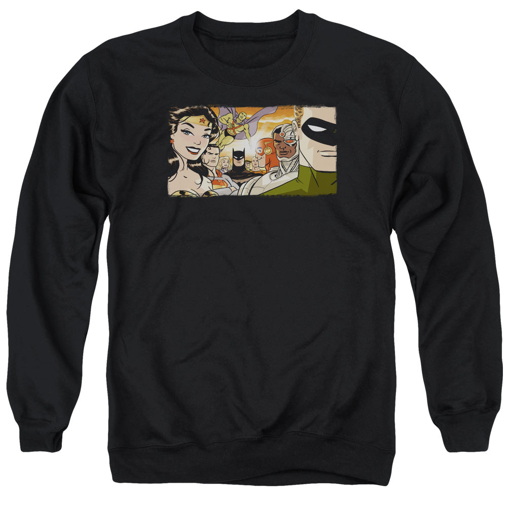 Justice League Of America Cinematic League Mens Crewneck Sweatshirt Black Officially Licensed