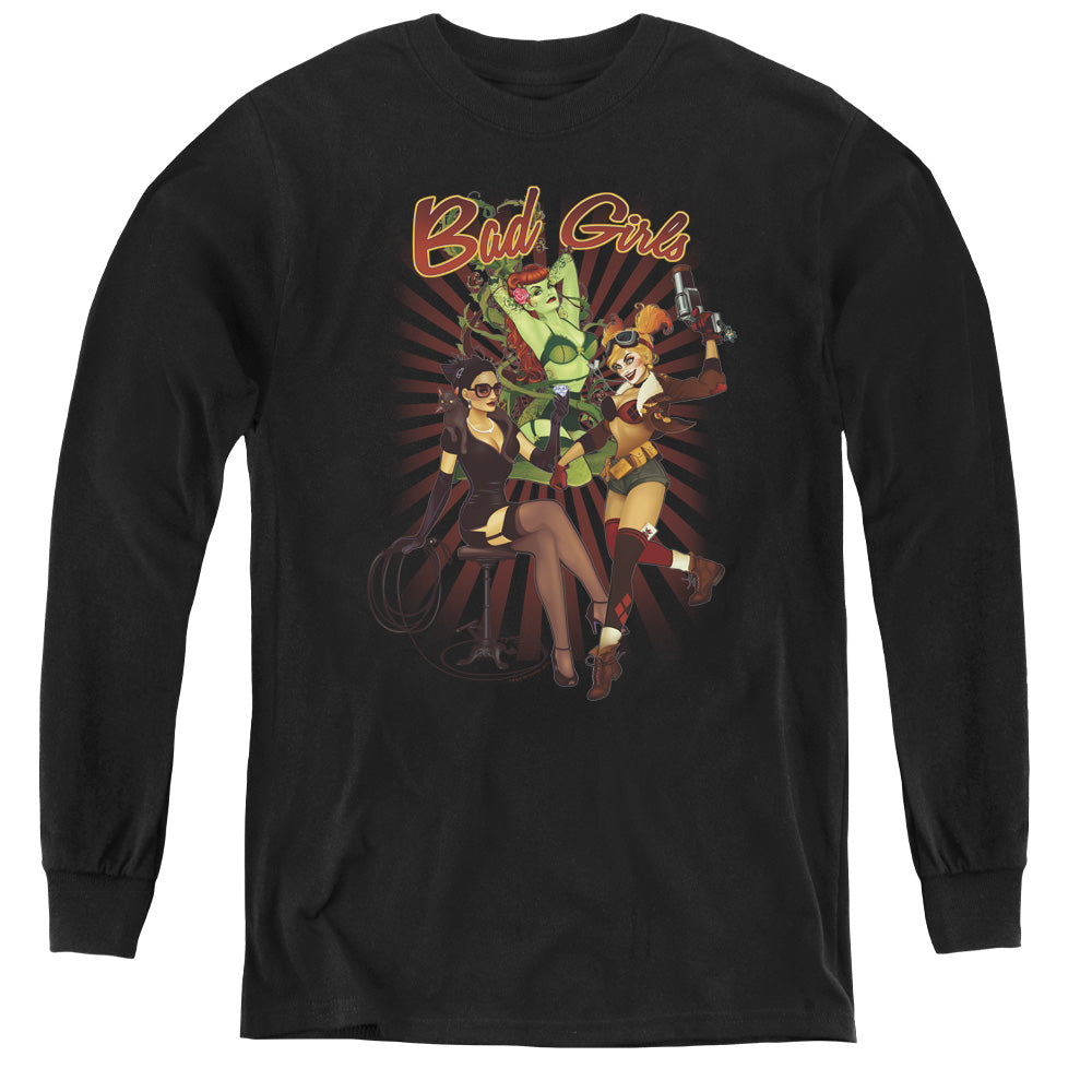 Justice League Bad Girls Long Sleeve Kids Youth T Shirt Black Officially Licensed