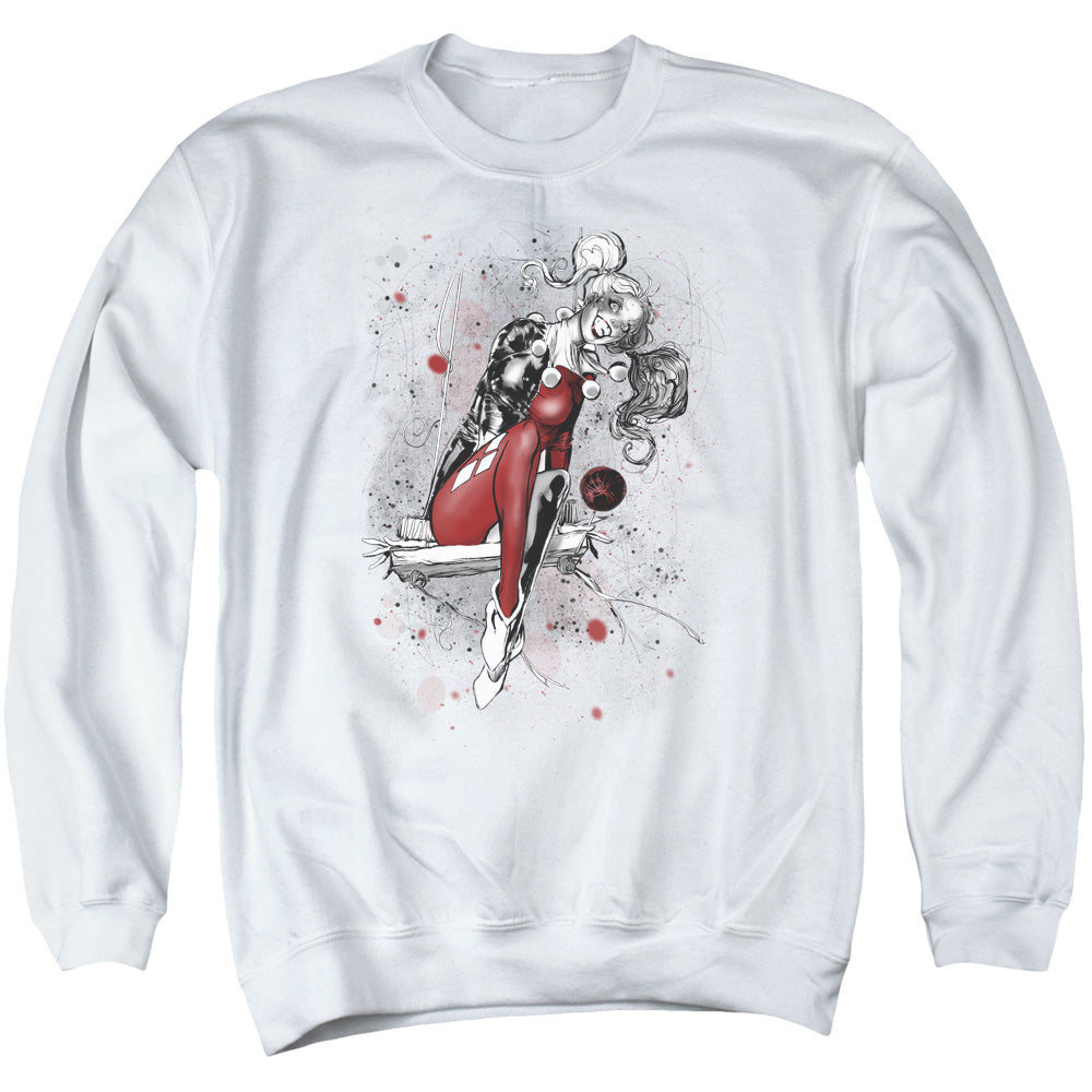Justice League Harley Sketch Mens Crewneck Sweatshirt White Officially Licensed