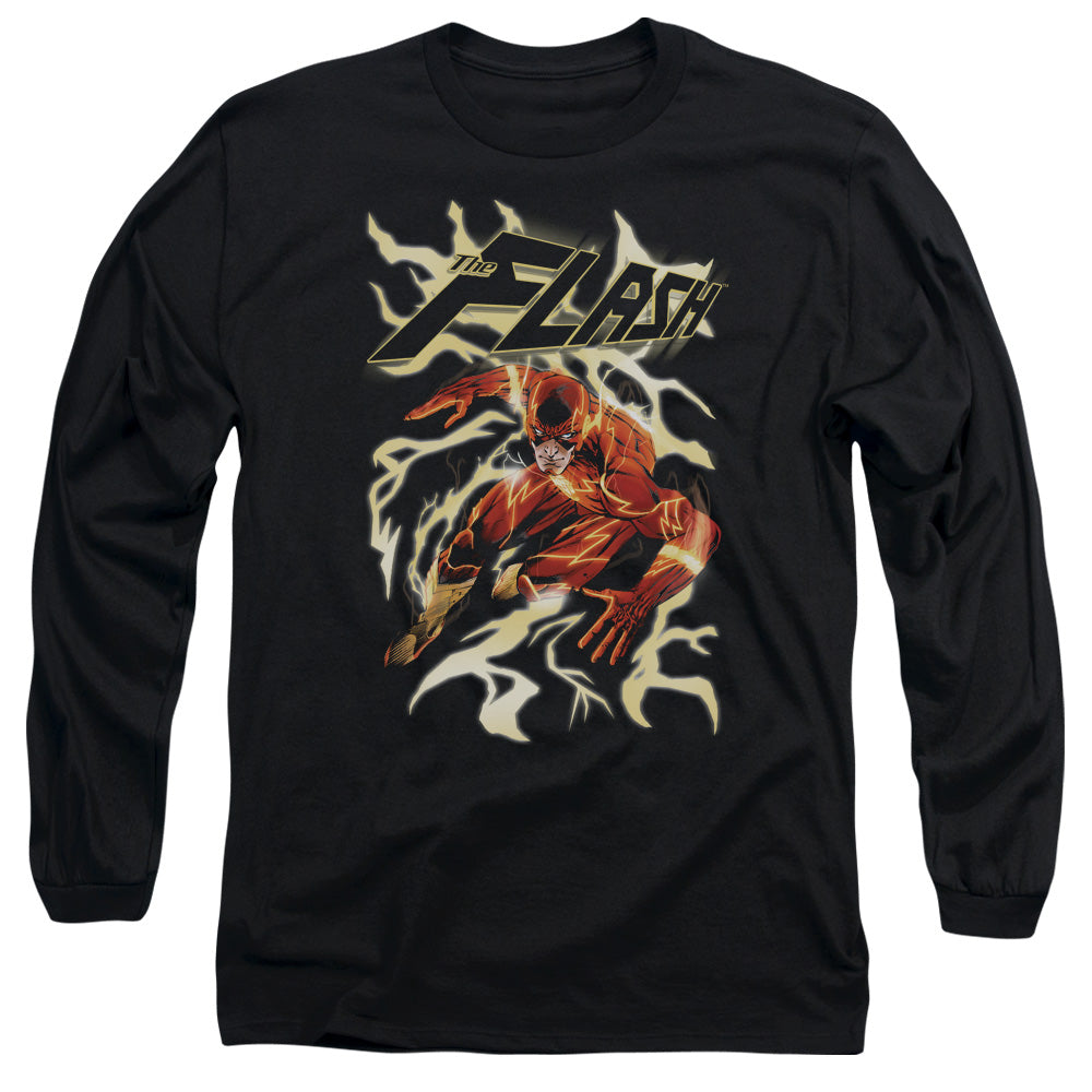Jla Electric Run Mens Long Sleeve Shirt Black Officially Licensed