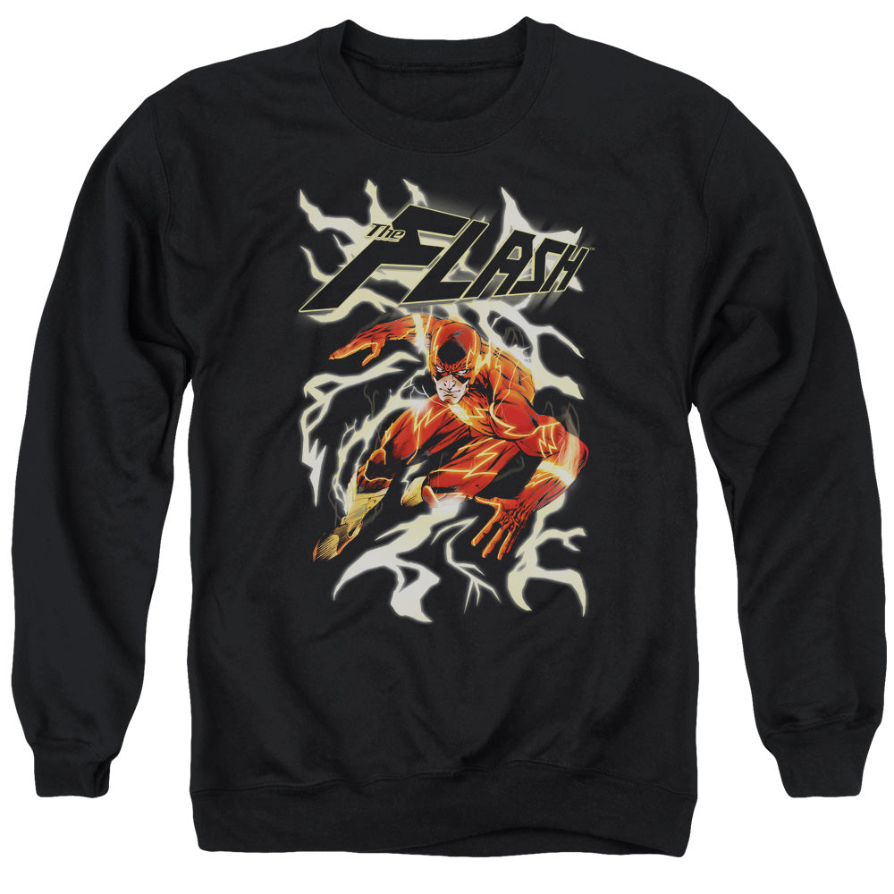 Justice League Electric Run Mens Crewneck Sweatshirt Black Officially Licensed