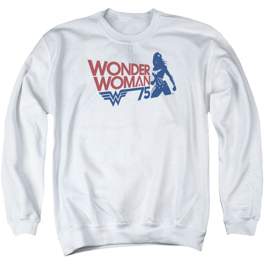 Wonder Woman Ww75 Silhouette Mens Crewneck Sweatshirt White Officially Licensed