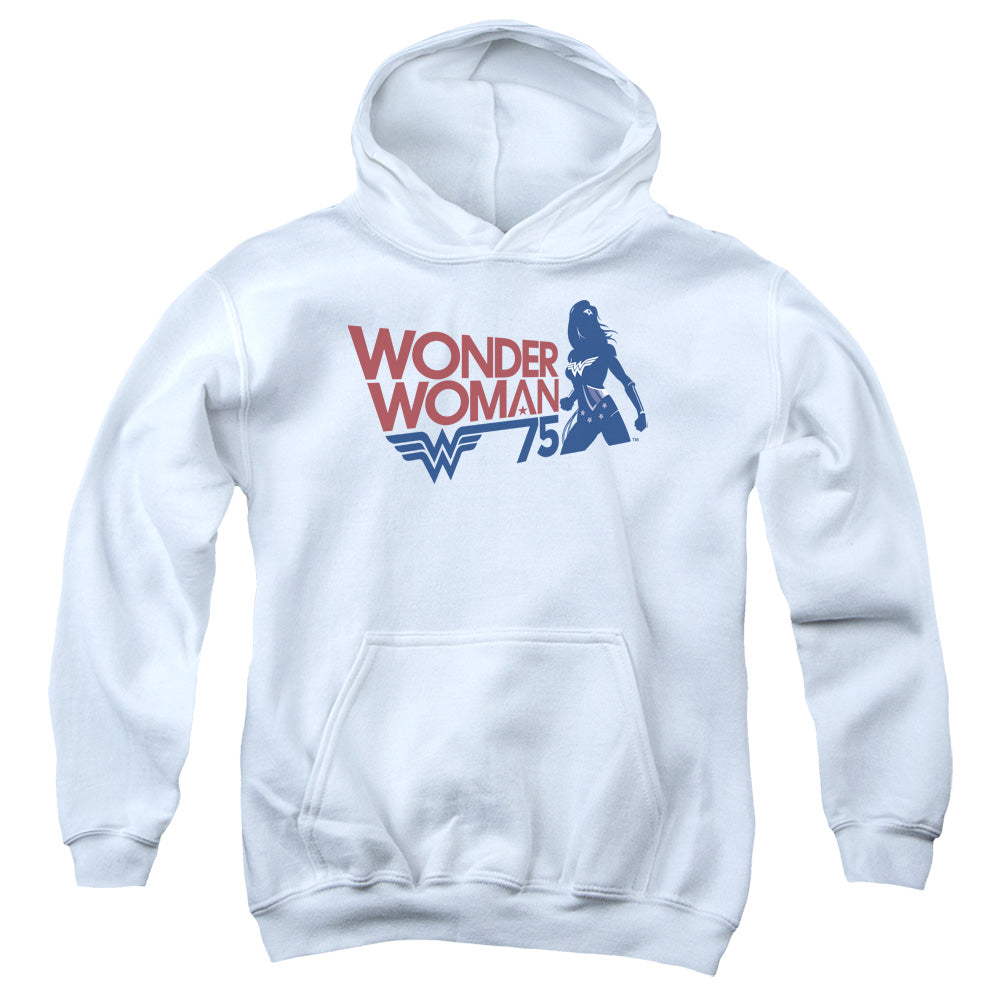 Wonder Woman Ww75 Silhouette Kids Youth Hoodie White Officially Licensed