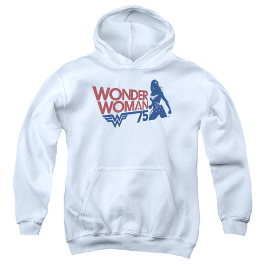 Wonder Woman Ww75 Silhouette Kids Youth Hoodie White Officially Licensed