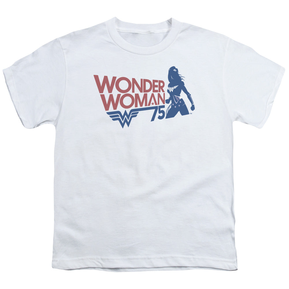 Wonder Woman Ww75 Silhouette Kids Youth T Shirt White Officially Licensed