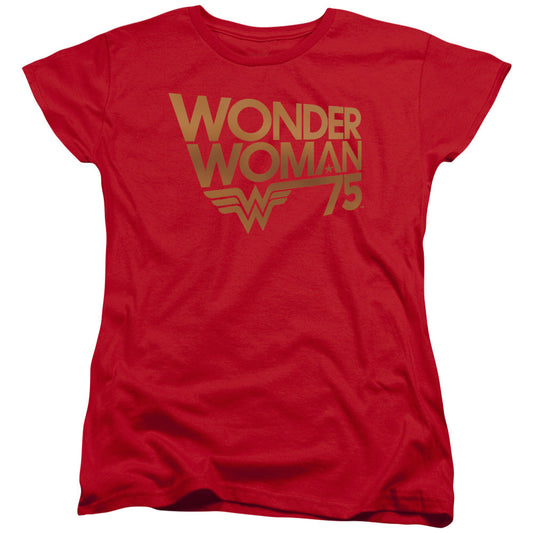 Wonder Woman Wonder Woman 75th Anniversary Gold Logo Womens T Shirt Red Officially Licensed