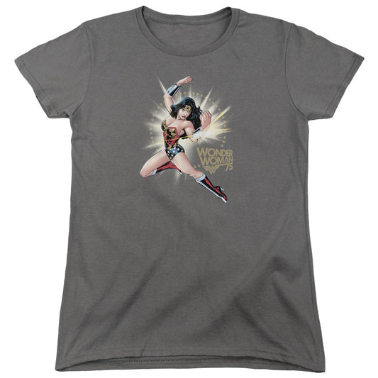 Wonder Woman Ww75 the Bracelets of Submission Womens T Shirt Charcoal Officially Licensed