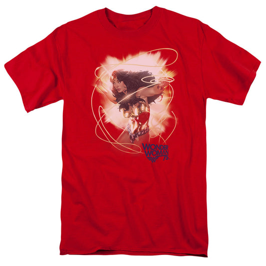 Wonder Woman 75Th Burst Mens T Shirt Red Officially Licensed