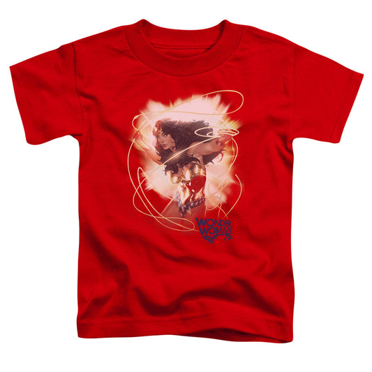 Wonder Woman 75th Burst Toddler Kids Youth T Shirt Red Officially Licensed