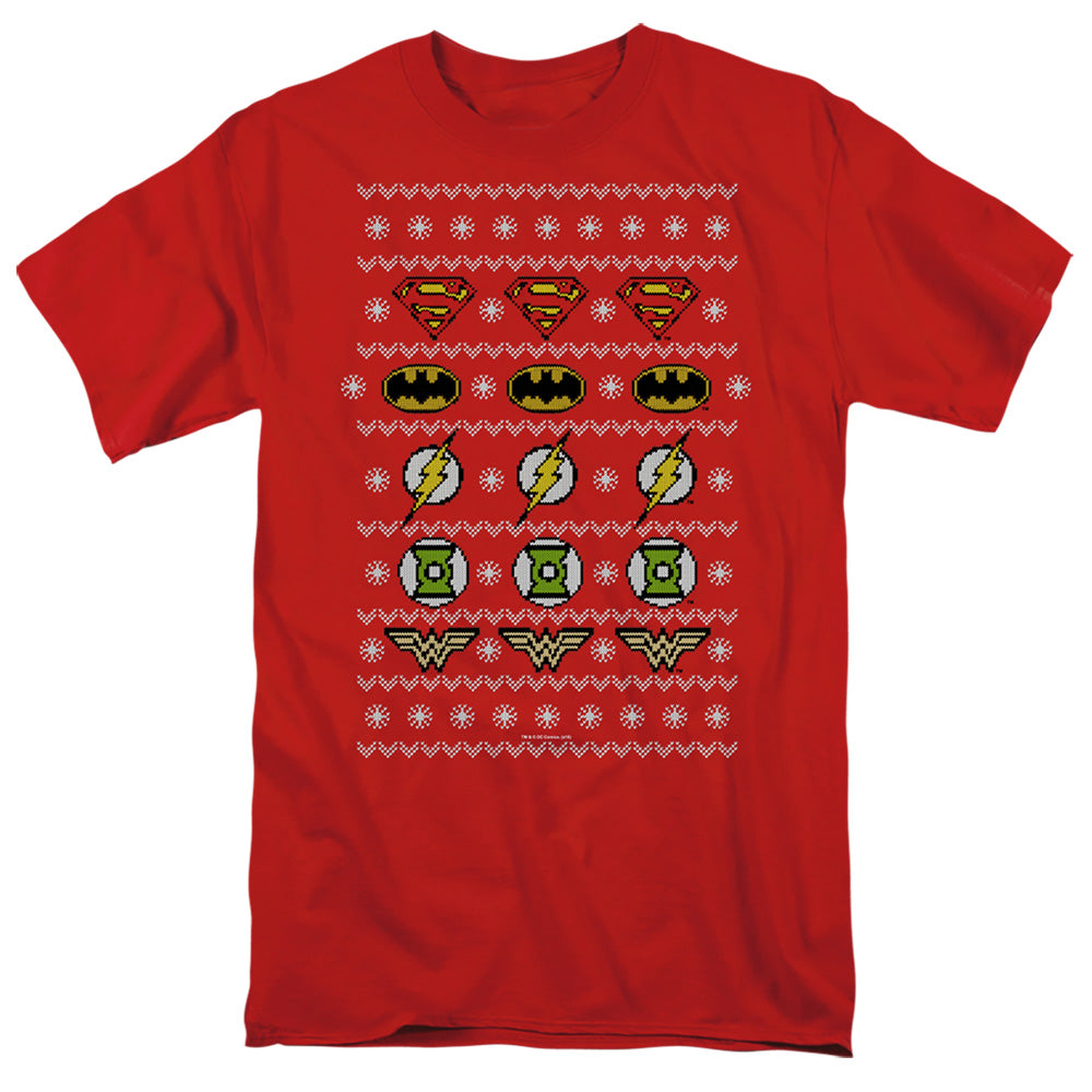 Justice League Of America Justice Shields Christmas Sweater 
 
 Mens T Shirt Red Officially Licensed