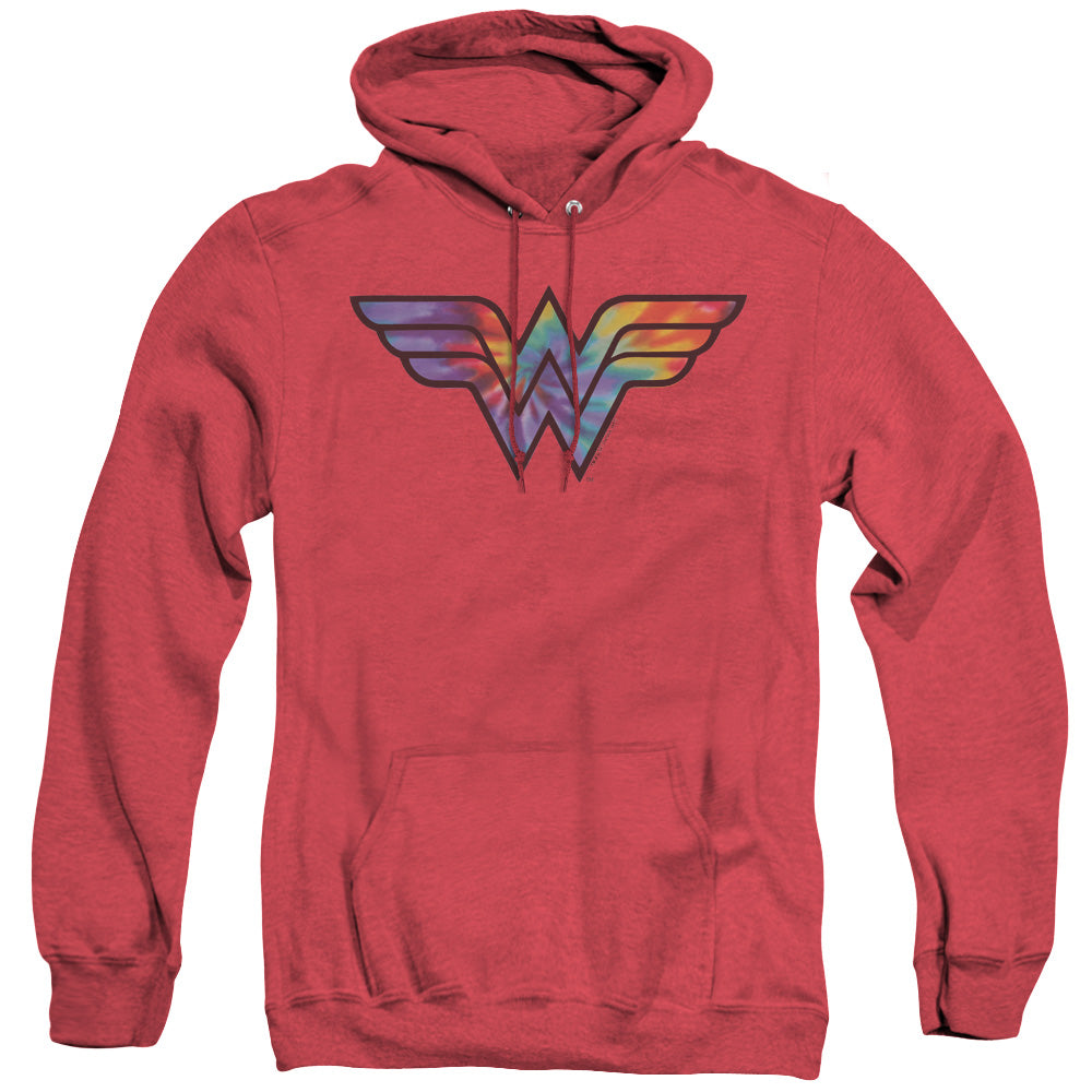 Dc Wonder Woman Wonder Woman Tie Dye Logo Mens Heather Hoodie Red Officially Licensed