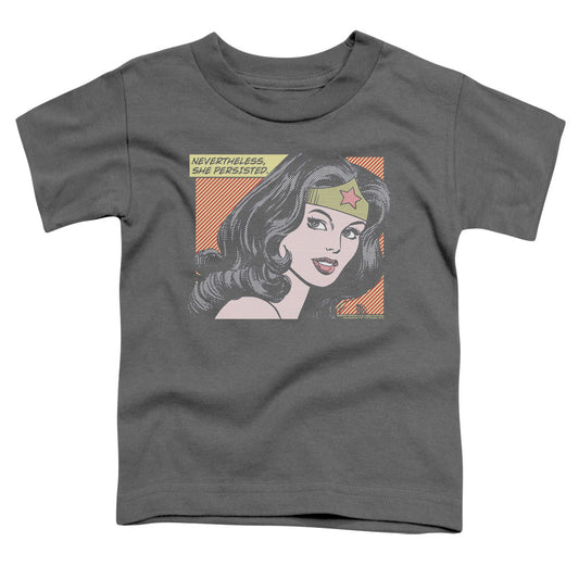 Wonder Woman She Persisted Toddler Kids Youth T Shirt Charcoal Officially Licensed