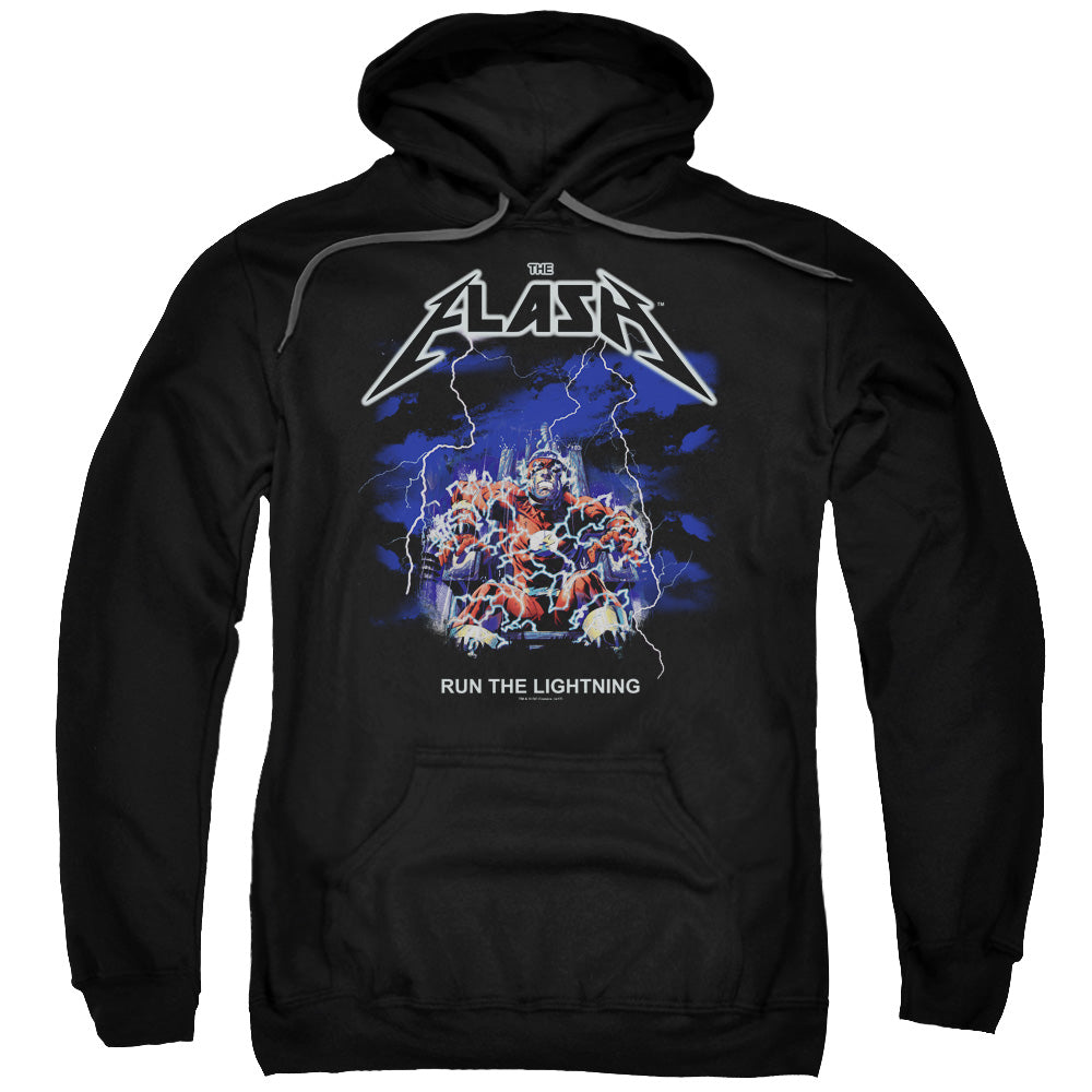 Dc Flash Run The Lightning Mens Hoodie Black Officially Licensed