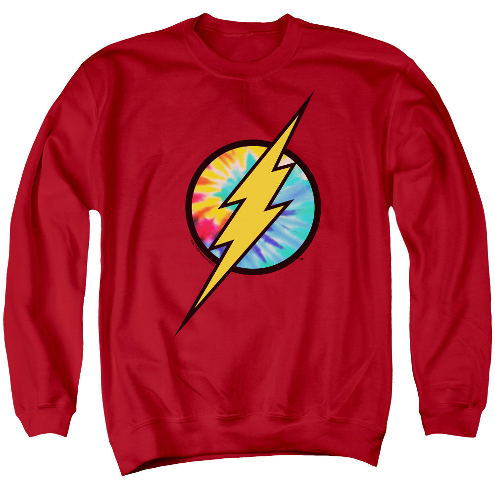 Dc Flash Tie Dye Flash Logo Mens Crewneck Sweatshirt Red Officially Licensed