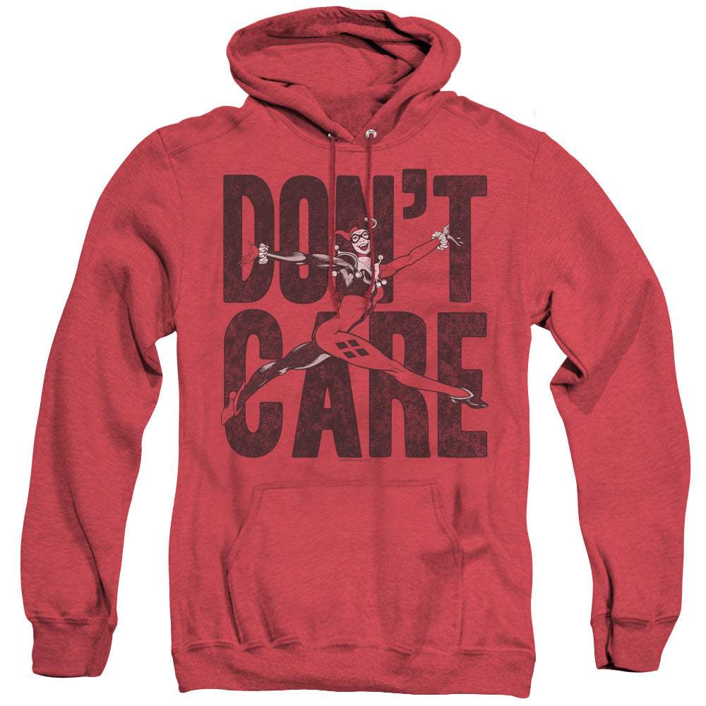 Justice League Of America Don’T Care Heather Mens Hoodie Red Officially Licensed