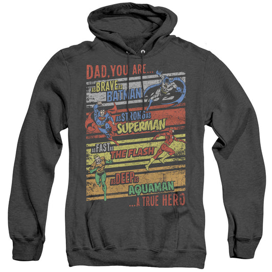 Justice League Of America A True Hero Heather Mens Hoodie Black Officially Licensed