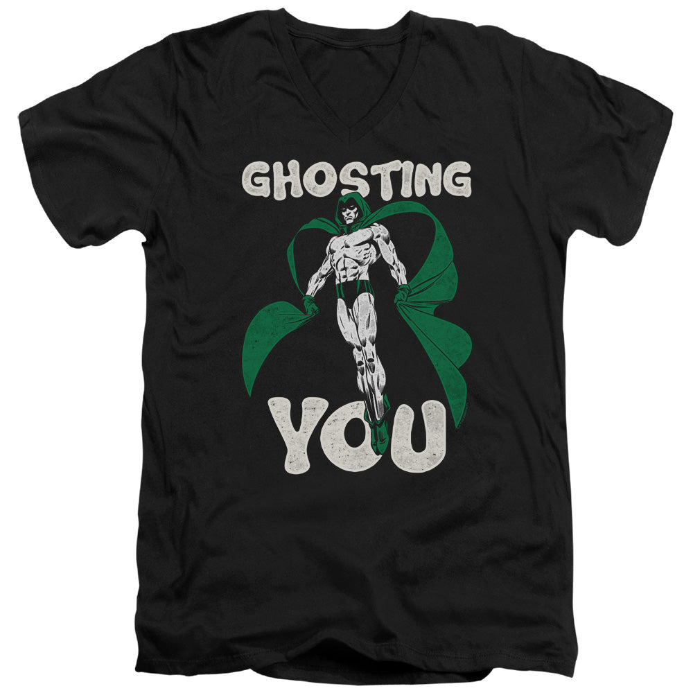 Justice League Ghosting Mens Slim Fit V-Neck T Shirt Black Officially Licensed